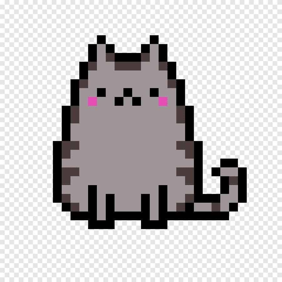 pixel art of grey cat